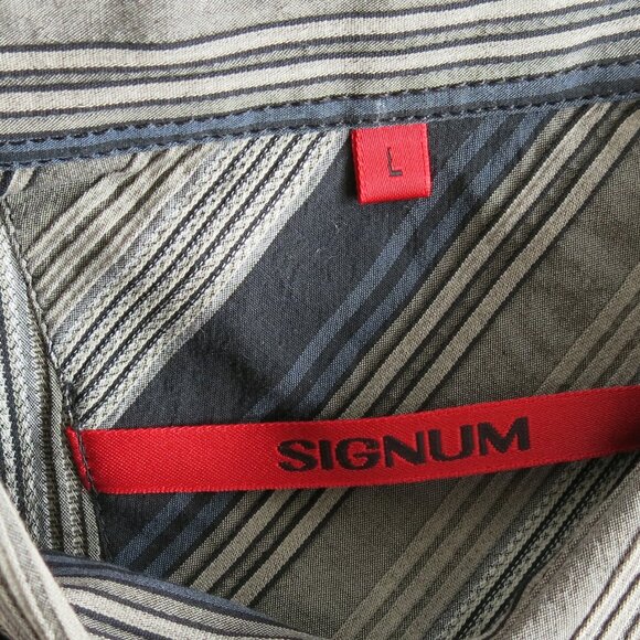 Signum Cotton Blend Multi Color Stripe Button Down Long Sleeve Shirt Size Large - Picture 7 of 9